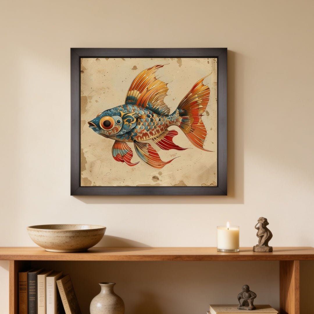 Beautiful Fish Painting on Canvas – Vastu & Feng Shui Canvas Print & Framed - plusvalueindia