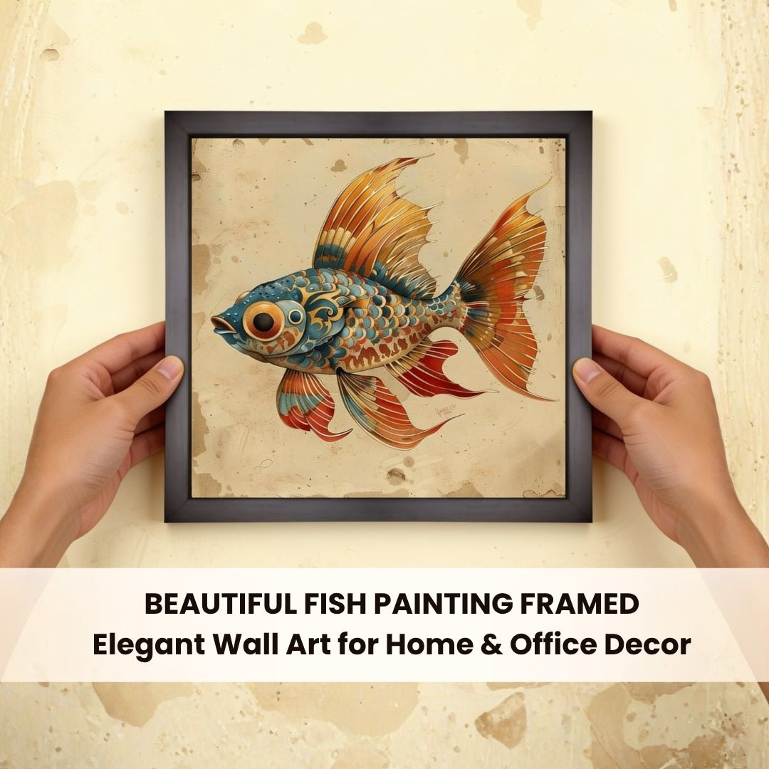 Beautiful Fish Painting on Canvas – Vastu & Feng Shui Canvas Print & Framed - plusvalueindia