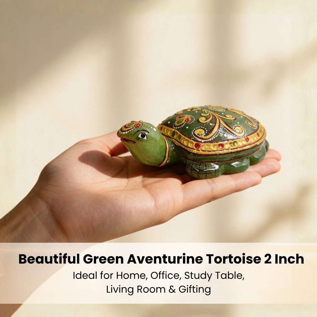 Beautiful Green Aventurine Tortoise 2" for business & money luck - plusvalueindia