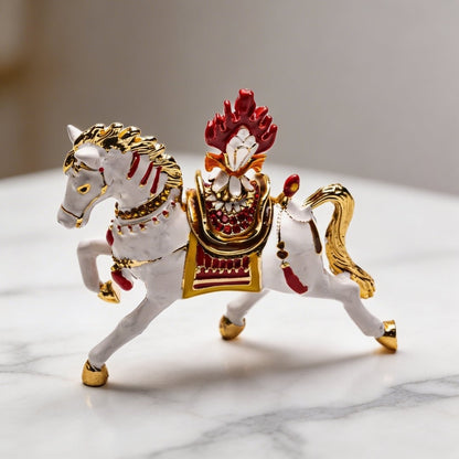 Bejewelled Wish Fulfilling Feng Shui Wind Horse with Secret Wish Compartment Carrying Jewel Trinket Box - plusvalueindia