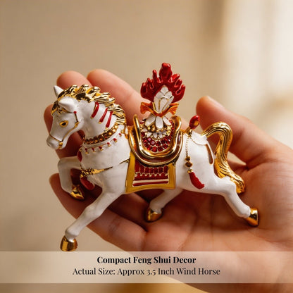 Bejewelled Wish Fulfilling Feng Shui Wind Horse with Secret Wish Compartment Carrying Jewel Trinket Box - plusvalueindia