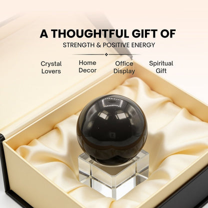 Black Agate Ball (Sphere) With Crystal Stand - plusvalueindia