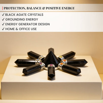 Black Agate Conical Orgone Pyramid Energy Generator - plusvalueindia