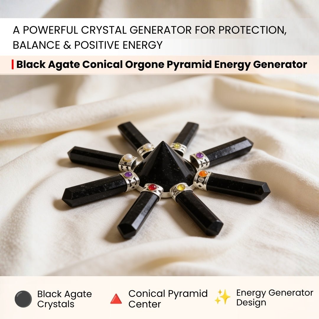 Black Agate Conical Orgone Pyramid Energy Generator - plusvalueindia