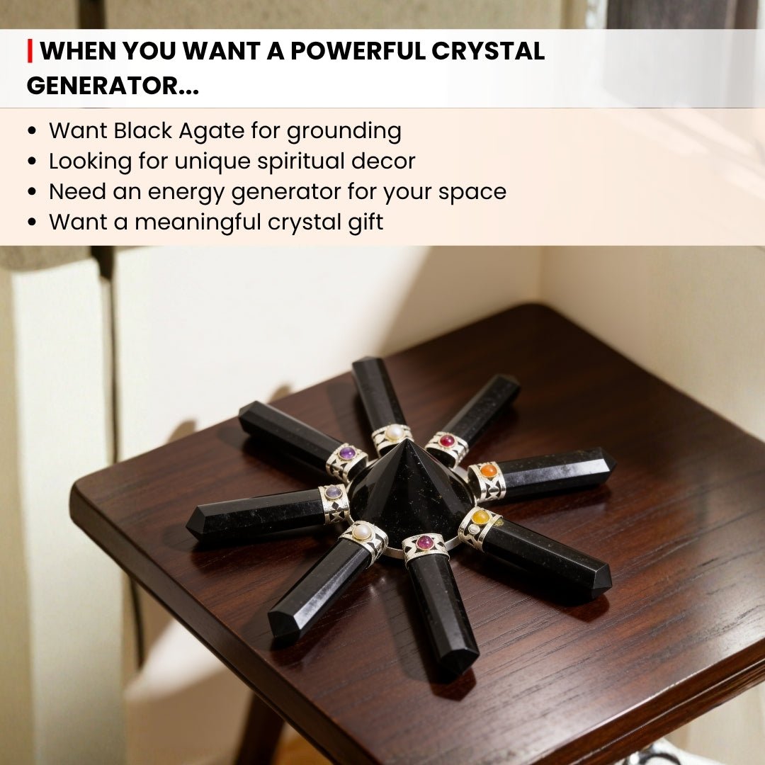 Black Agate Conical Orgone Pyramid Energy Generator - plusvalueindia