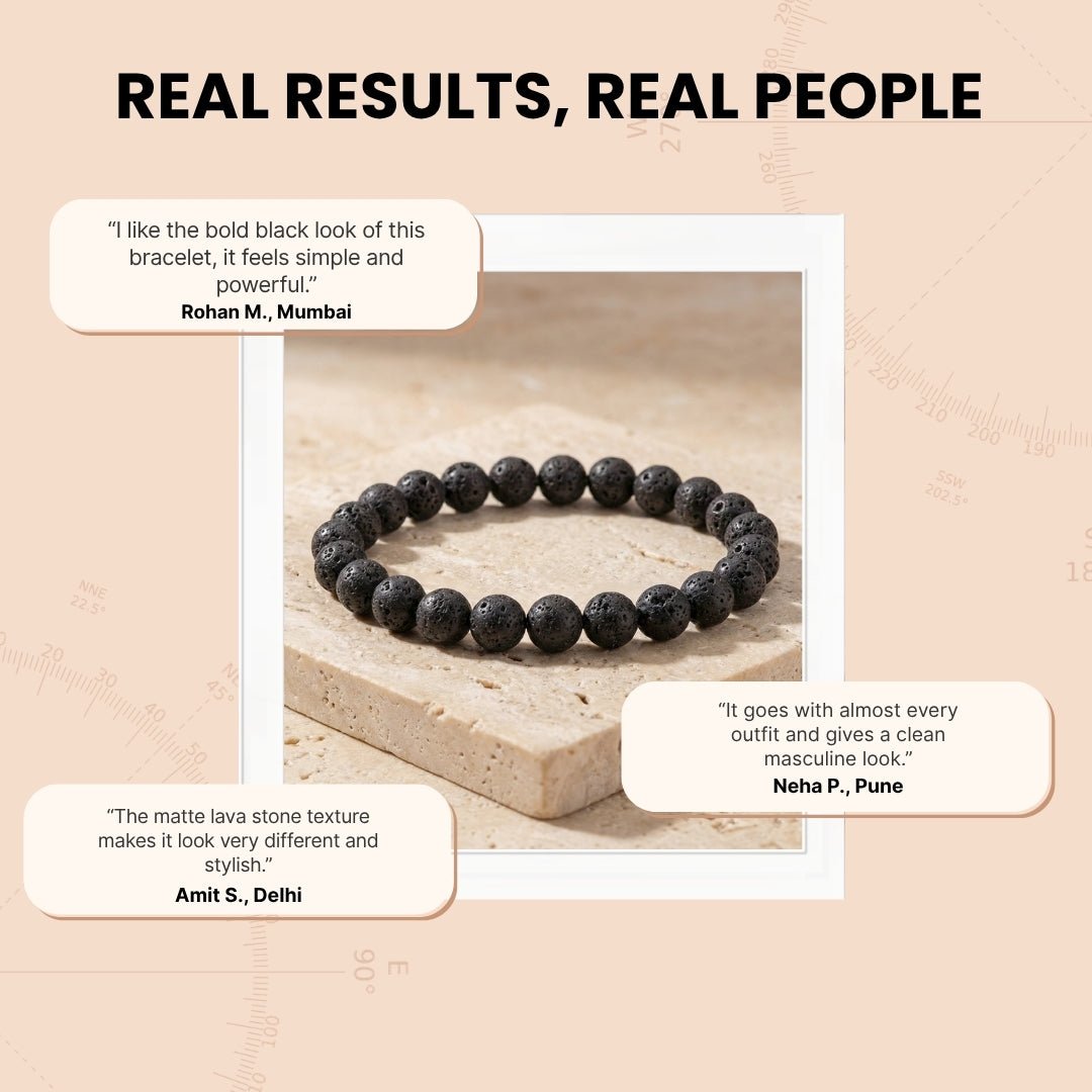 Natural Black Lava Stone Bracelet for Strength, Positivity & Harmony - plusvalueindia