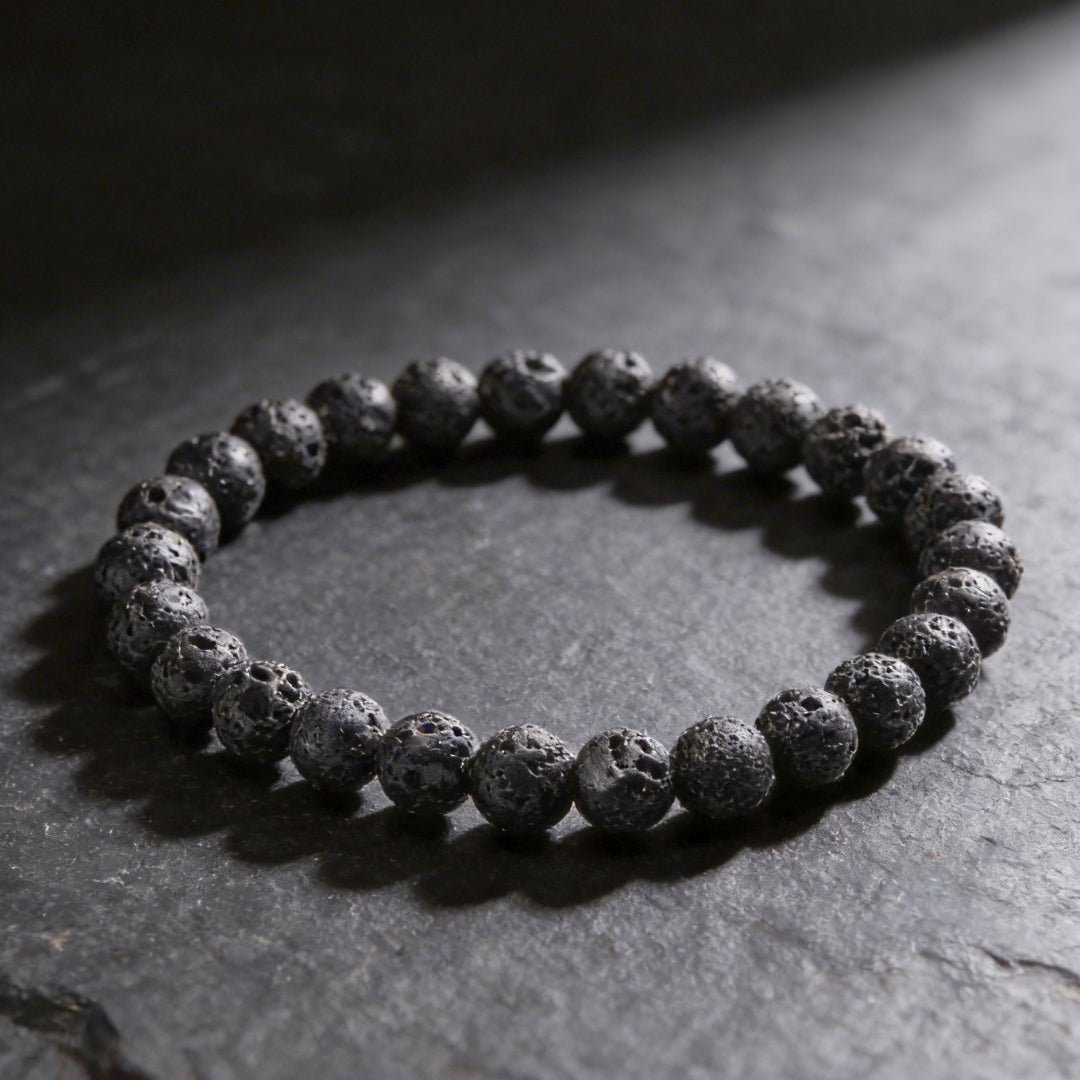Natural Black Lava Stone Bracelet for Strength, Positivity & Harmony - plusvalueindia