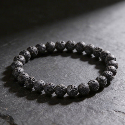 Natural Black Lava Stone Bracelet for Strength, Positivity & Harmony - plusvalueindia