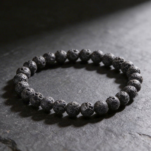 Natural Black Lava Stone Bracelet for strength & grounding