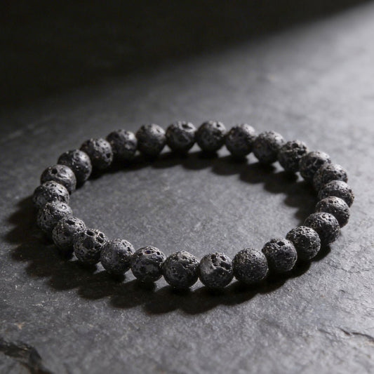 Natural Black Lava Stone Bracelet for Strength, Positivity & Harmony - plusvalueindia