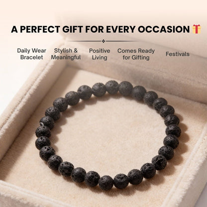Natural Black Lava Stone Bracelet for Strength, Positivity & Harmony - plusvalueindia