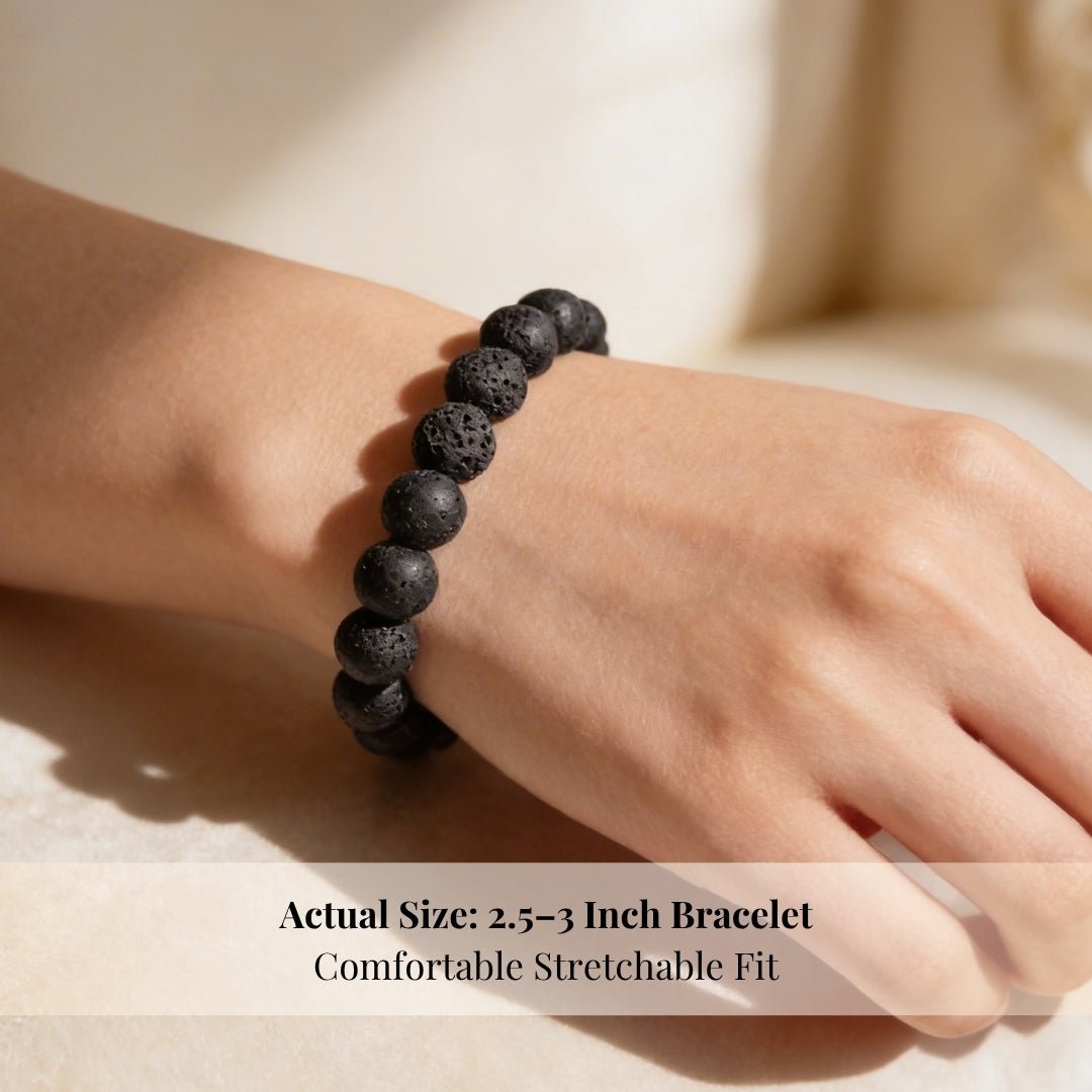Natural Black Lava Stone Bracelet for Strength, Positivity & Harmony - plusvalueindia