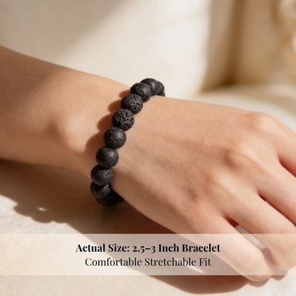 Natural Black Lava Stone Bracelet for Strength, Positivity & Harmony - plusvalueindia