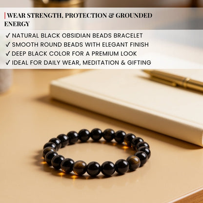 Black Obsidian Bracelet for Protection - plusvalueindia