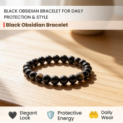 Black Obsidian Bracelet for Protection - plusvalueindia