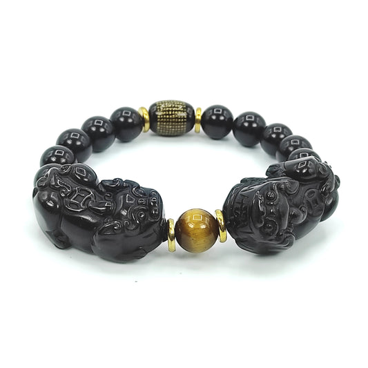 black obsidian pi yao 10mm beads bracelet