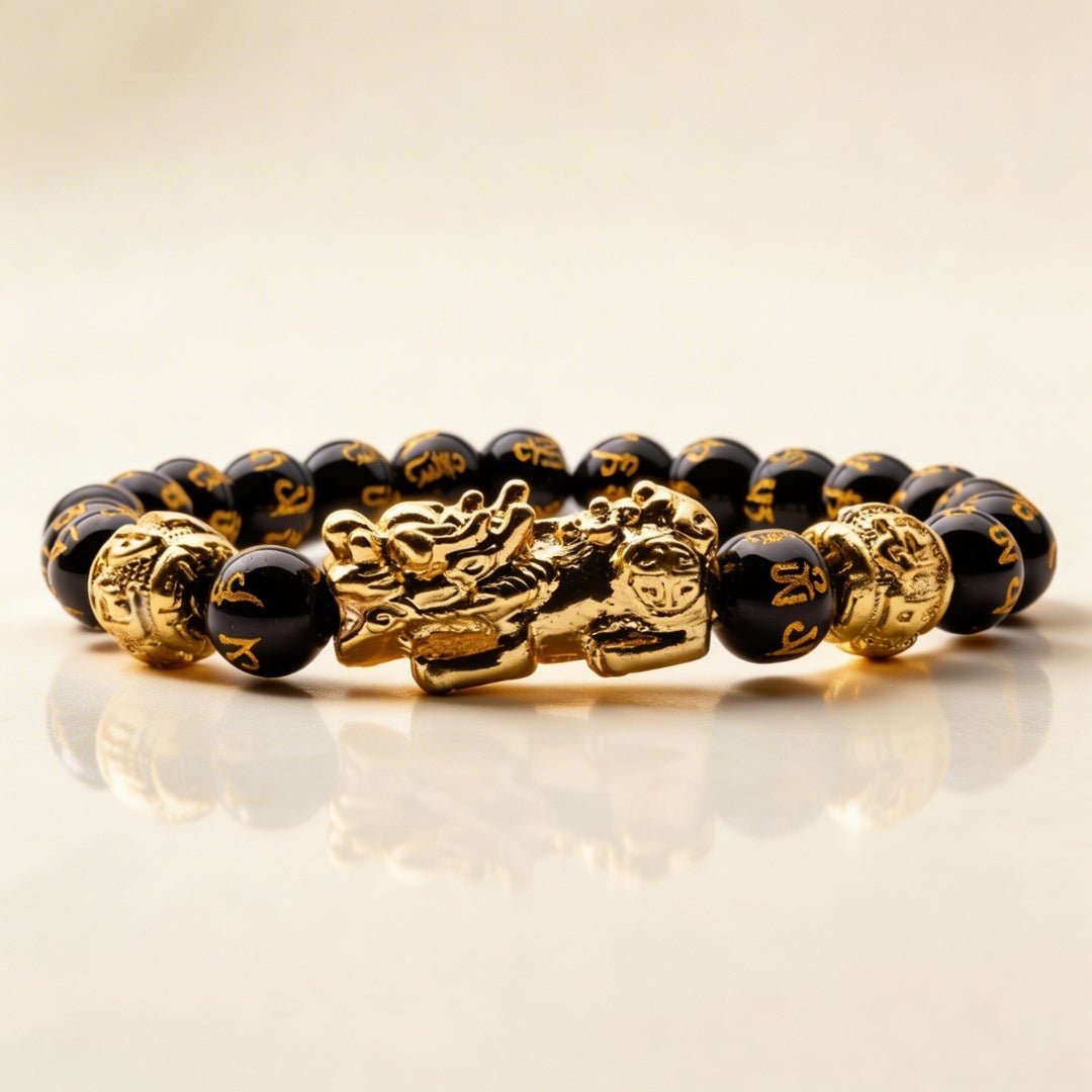 Black Obsidian Pixiu Bracelet - Wealth, Clarity & Protection - plusvalueindia