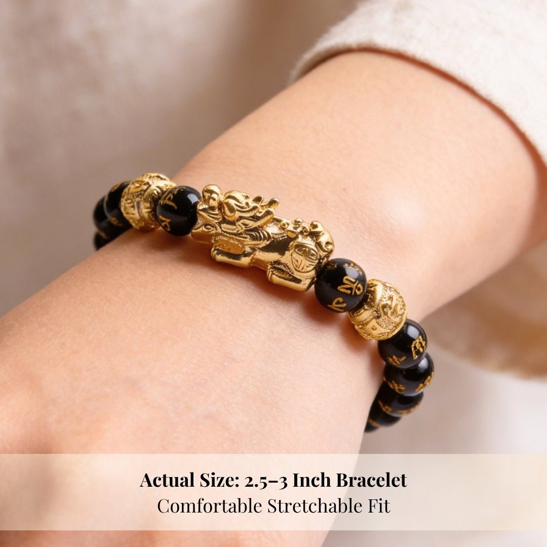Black Obsidian Pixiu Bracelet - Wealth, Clarity & Protection - plusvalueindia