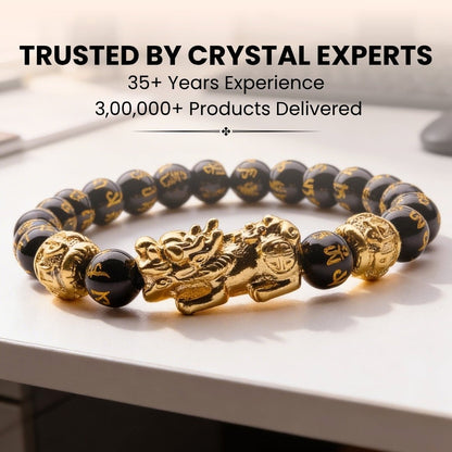 Black Obsidian Pixiu Bracelet - Wealth, Clarity & Protection - plusvalueindia