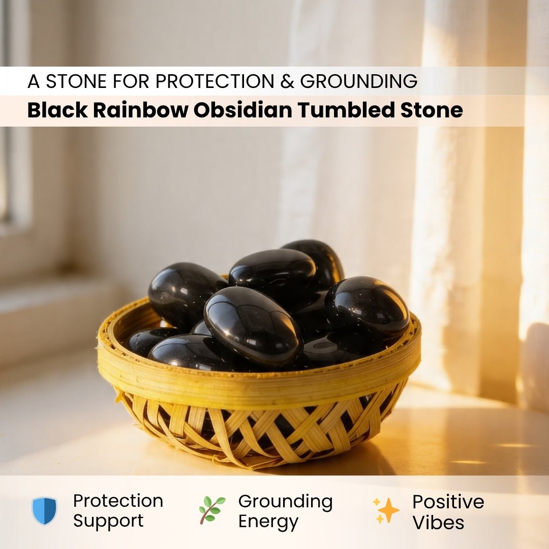 Black Rainbow Obsidian Tumbled Stone Pebbles - plusvalueindia