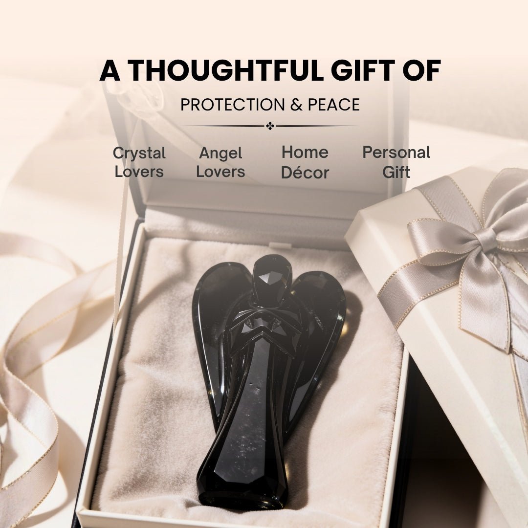 Natural Black Tourmaline Angel - Guardian of Protection and Healing (2-inch) - plusvalueindia