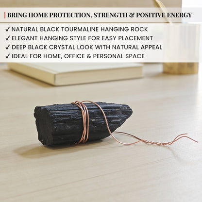 Black Tourmaline Hanging Rock Protection from Negativity and Negative People - plusvalueindia