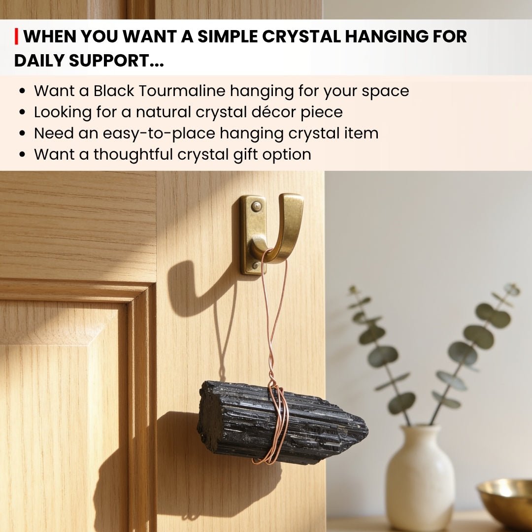 Black Tourmaline Hanging Rock Protection from Negativity and Negative People - plusvalueindia