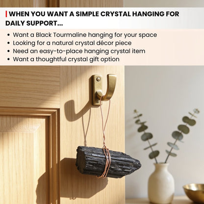 Black Tourmaline Hanging Rock Protection from Negativity and Negative People - plusvalueindia