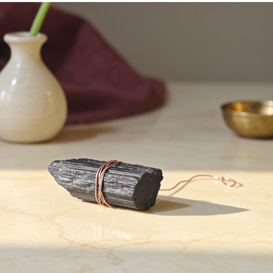 Black Tourmaline Hanging Rock Protection from Negativity and Negative People - plusvalueindia