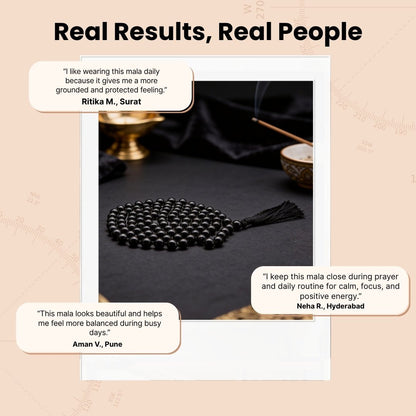 Natural Black Tourmaline Necklace Japa Mala 108 + 1 Bead (Knotted) - plusvalueindia