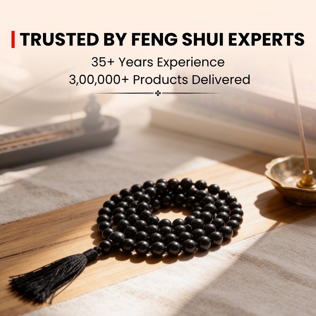 Natural Black Tourmaline Necklace Japa Mala 108 + 1 Bead (Knotted) - plusvalueindia