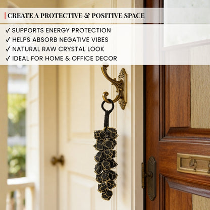 Natural Black Tourmaline Raw Stone Chunks Door Hanging For Protection