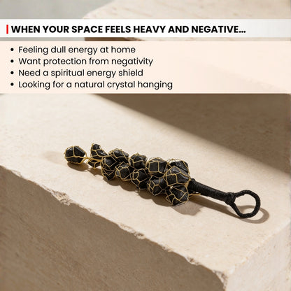 Natural Black Tourmaline Raw Stone Chunks Door Hanging For Protection