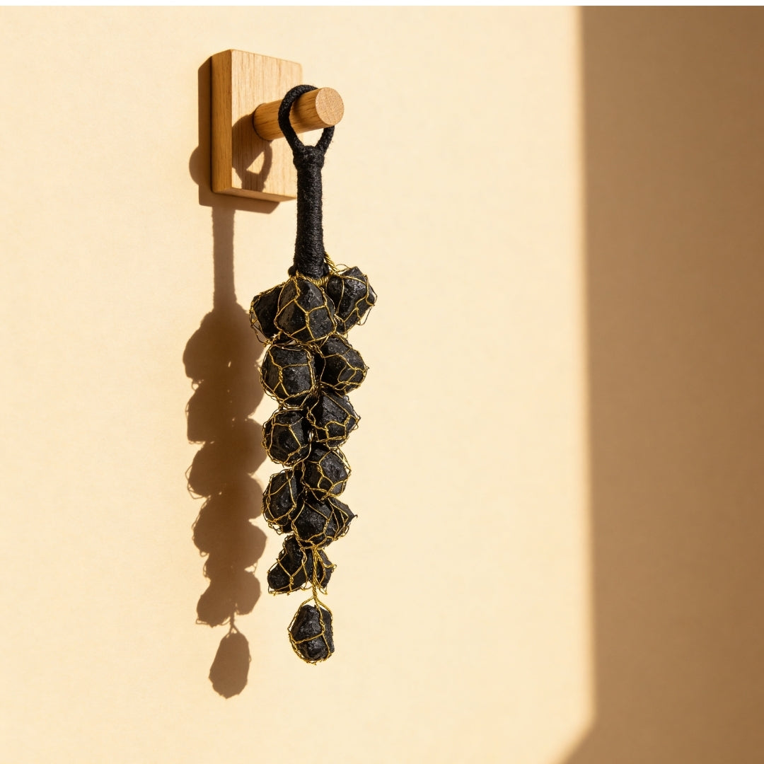 Natural Black Tourmaline Raw Stone Chunks Door Hanging For Protection