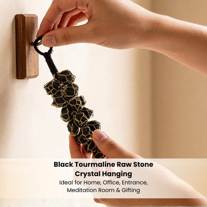 Natural Black Tourmaline Raw Stone Chunks Door Hanging For Protection