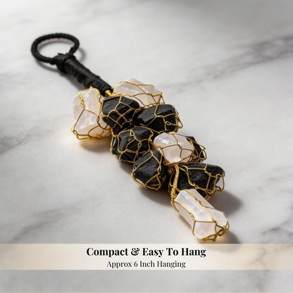 Black Tourmaline Selenite Door Hanging - Crystal Protection from Negative Energy for Home & Office - plusvalueindia