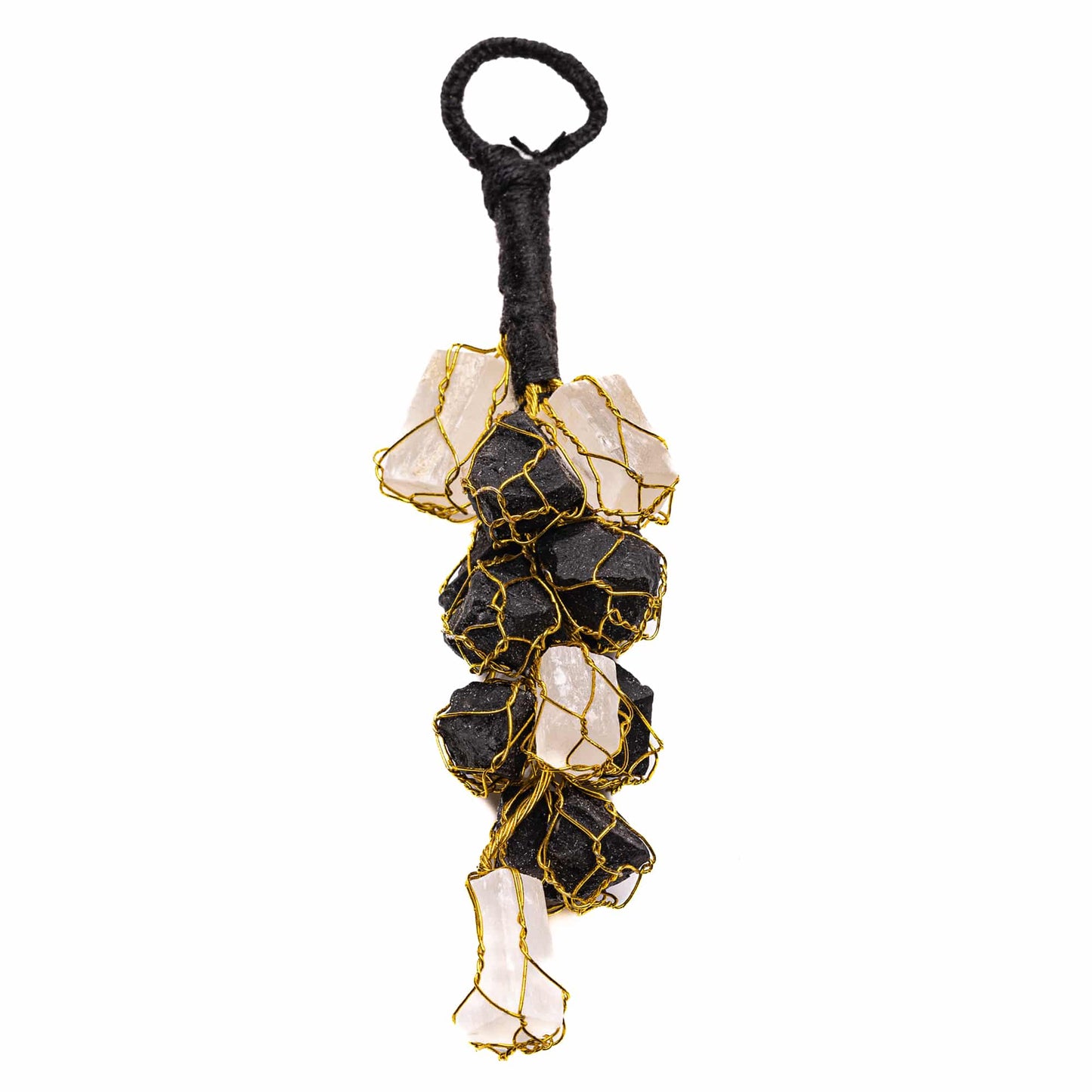 black tourmaline selenite stone hanging