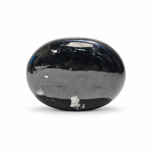 Natural Black Tourmaline stone soap bar with smooth ergonomic rounded contours for bath and aura cleansing