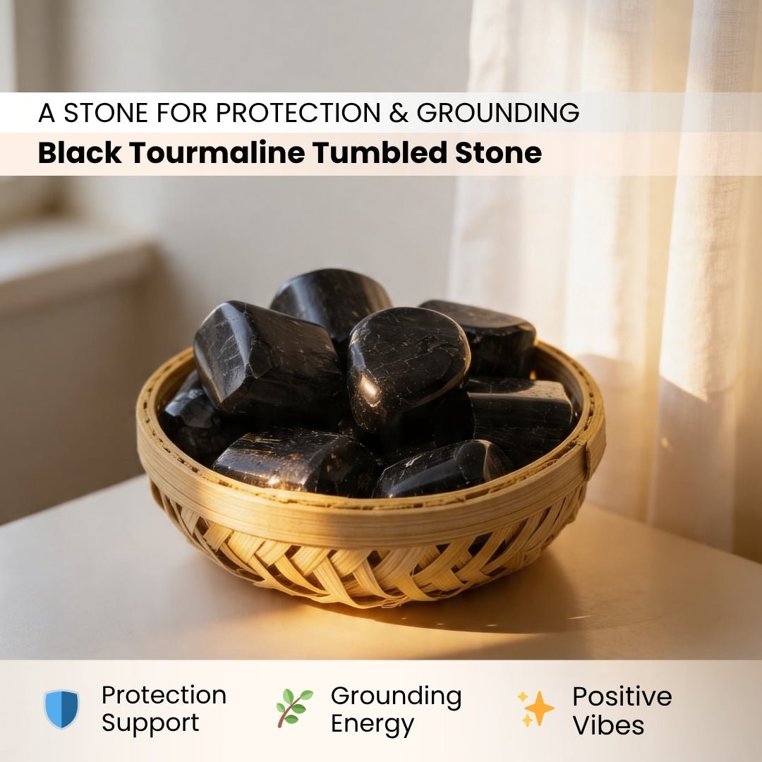 Black Tourmaline Tumbled Stone Pebbles - plusvalueindia