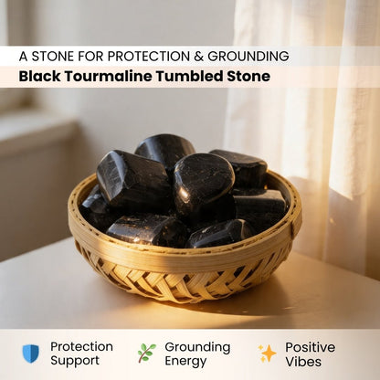 Black Tourmaline Tumbled Stone Pebbles - plusvalueindia