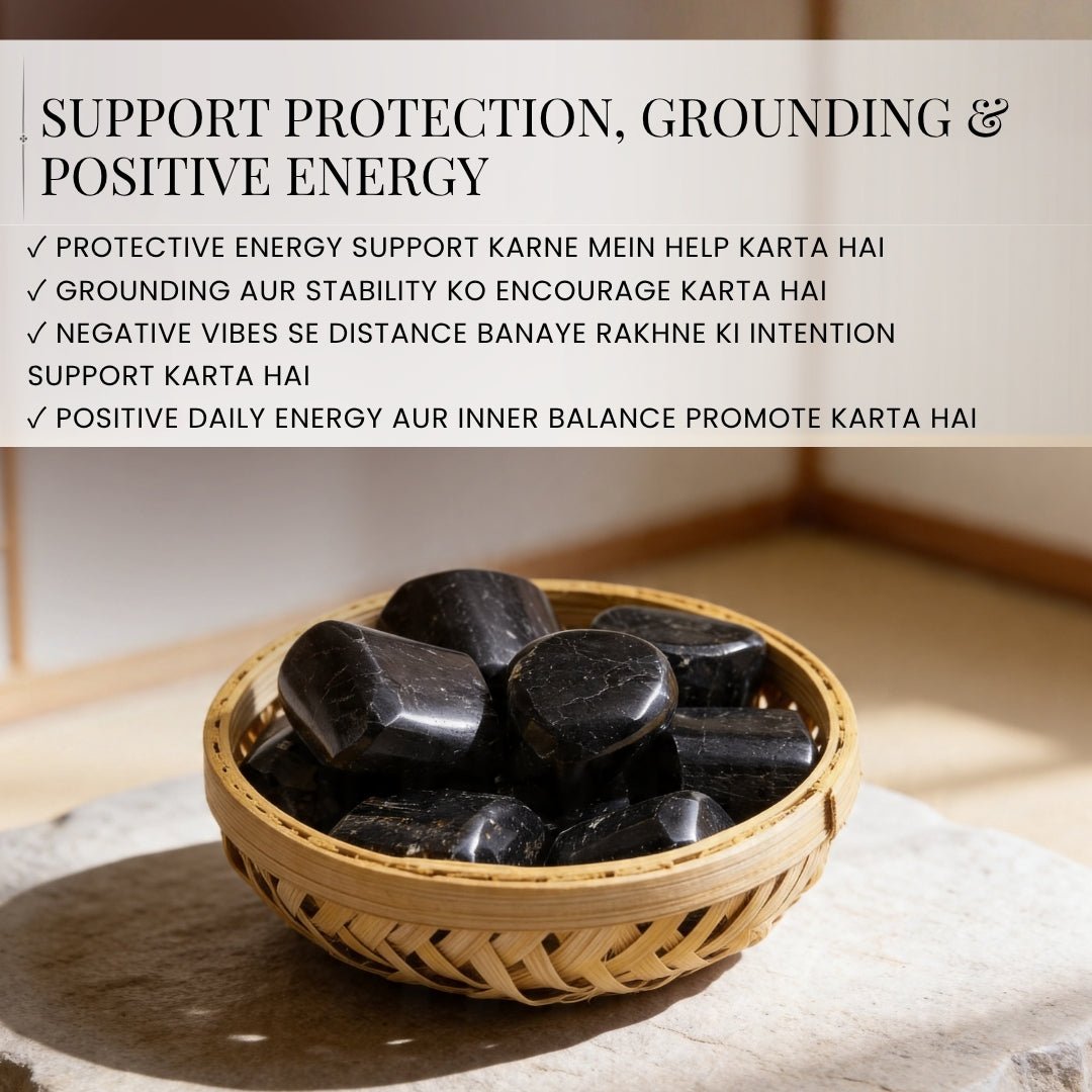 Black Tourmaline Tumbled Stone Pebbles - plusvalueindia