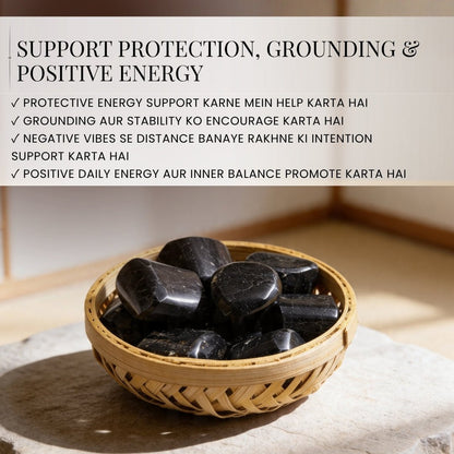 Black Tourmaline Tumbled Stone Pebbles - plusvalueindia