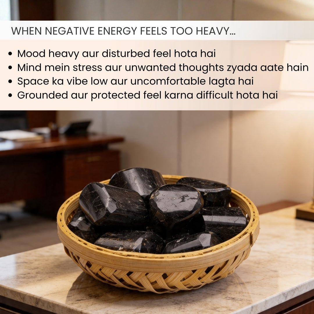 Black Tourmaline Tumbled Stone Pebbles - plusvalueindia