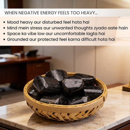 Black Tourmaline Tumbled Stone Pebbles - plusvalueindia