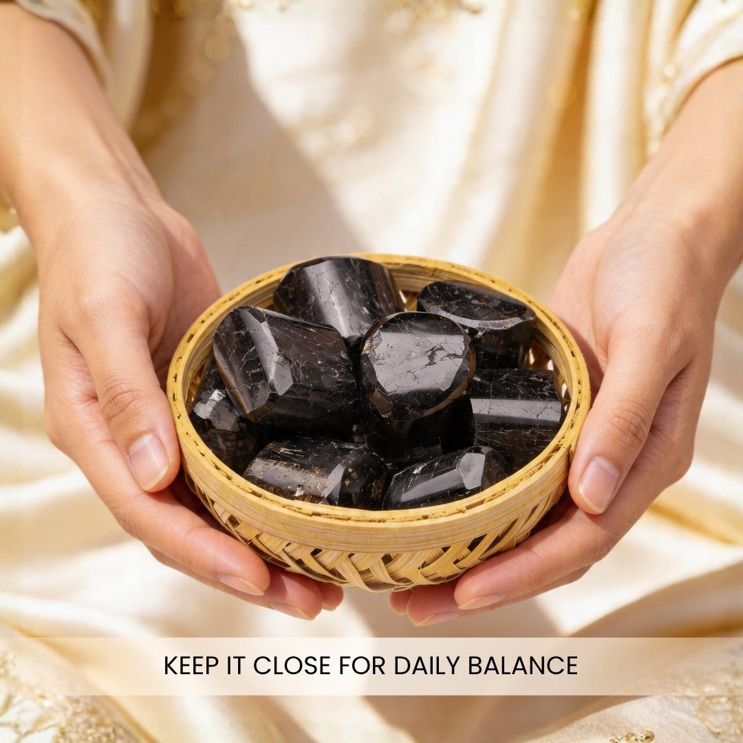 Black Tourmaline Tumbled Stone Pebbles - plusvalueindia