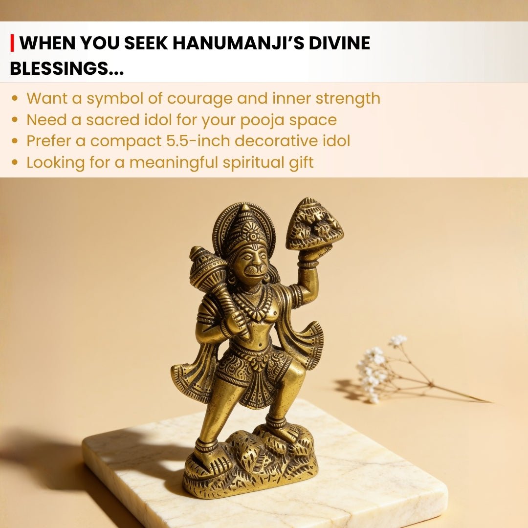 Sanjeevani mountain detail on the brass Hanuman statue