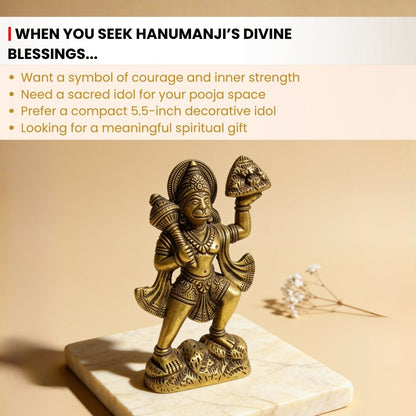 Sanjeevani mountain detail on the brass Hanuman statue