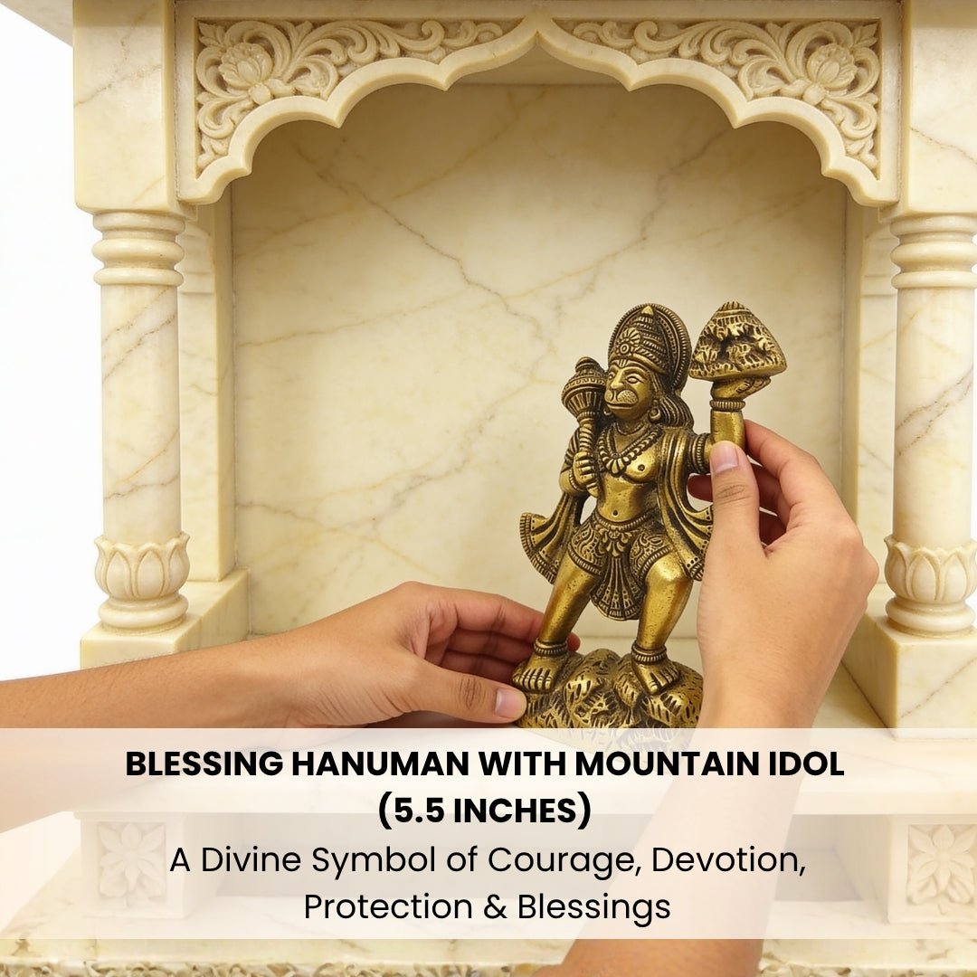 brass Hanuman idol measuring 5.5 by 3 inches and weighing approximately 774 grams