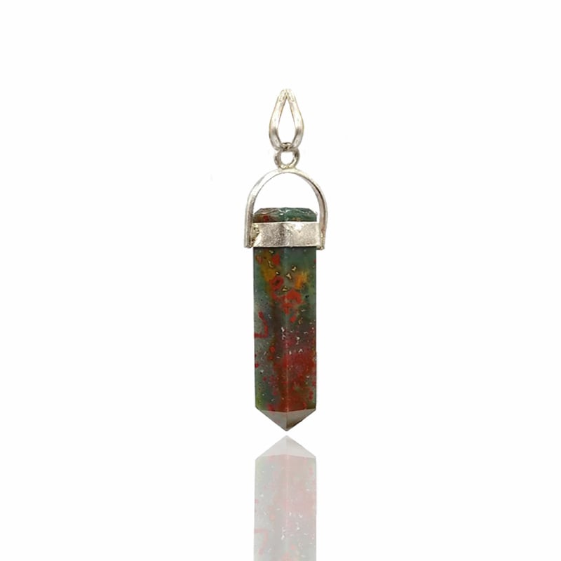 bloodstone crystal pendant pencil shape