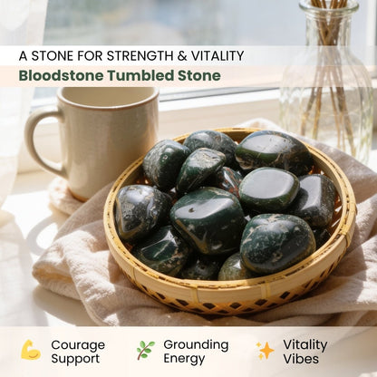 Bloodstone Tumbled Stone Pebbles - Powerful Healer - plusvalueindia